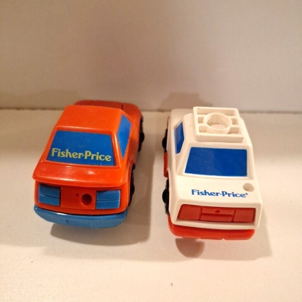Fisher Price Flip Track Rail Ambulance & Red Blue Car 1992 3" Replacement Lot - Picture 4 of 9